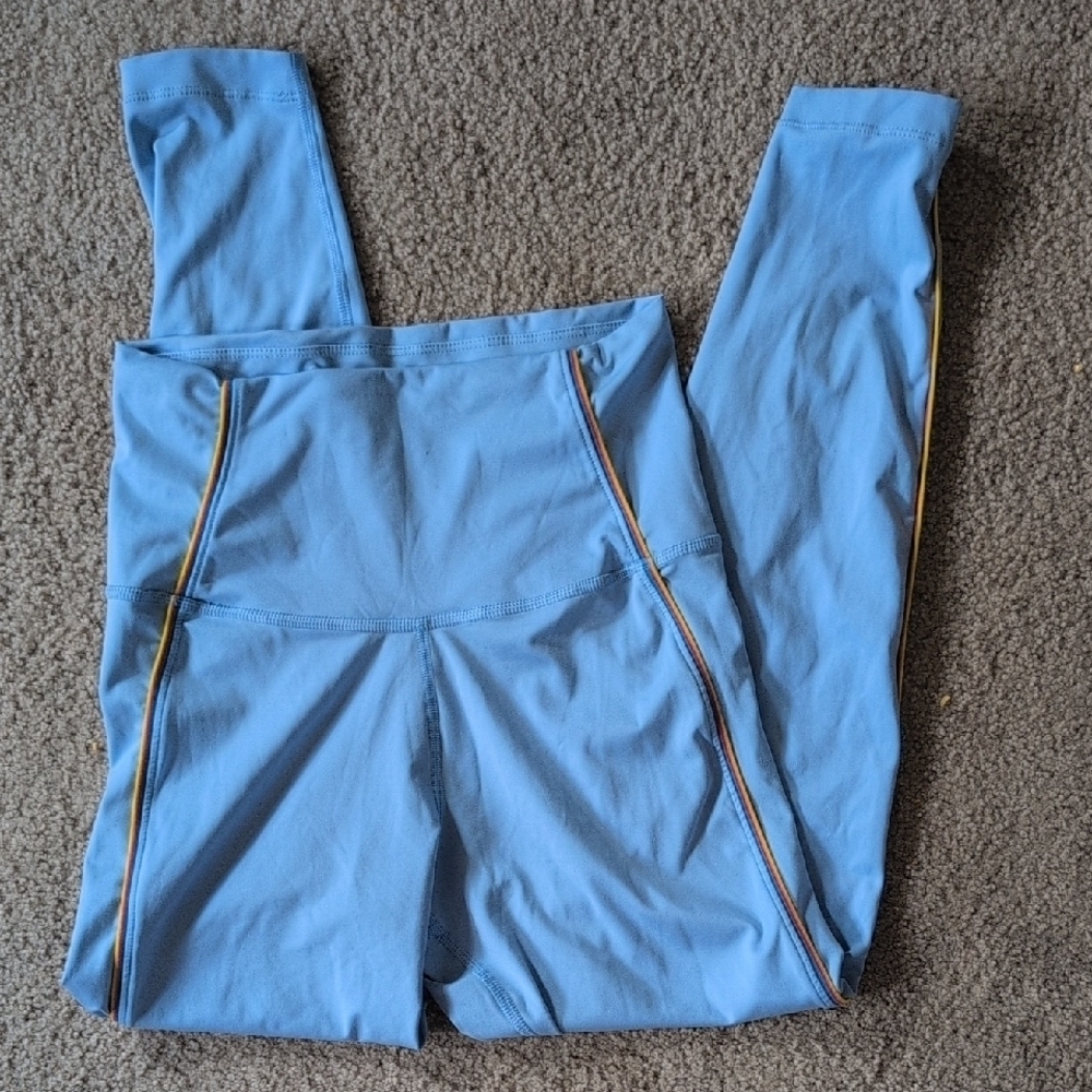 Nike Dri Fit Blue With Rainbow Athletic Workout Leggings Size Small